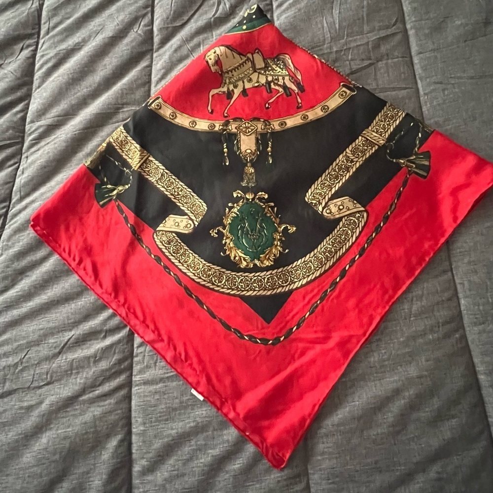 Vintage Bundle (2) Equestrian Themed Silk Scarf & Emanuel Ungaro Scarf - Picture 6 of 9